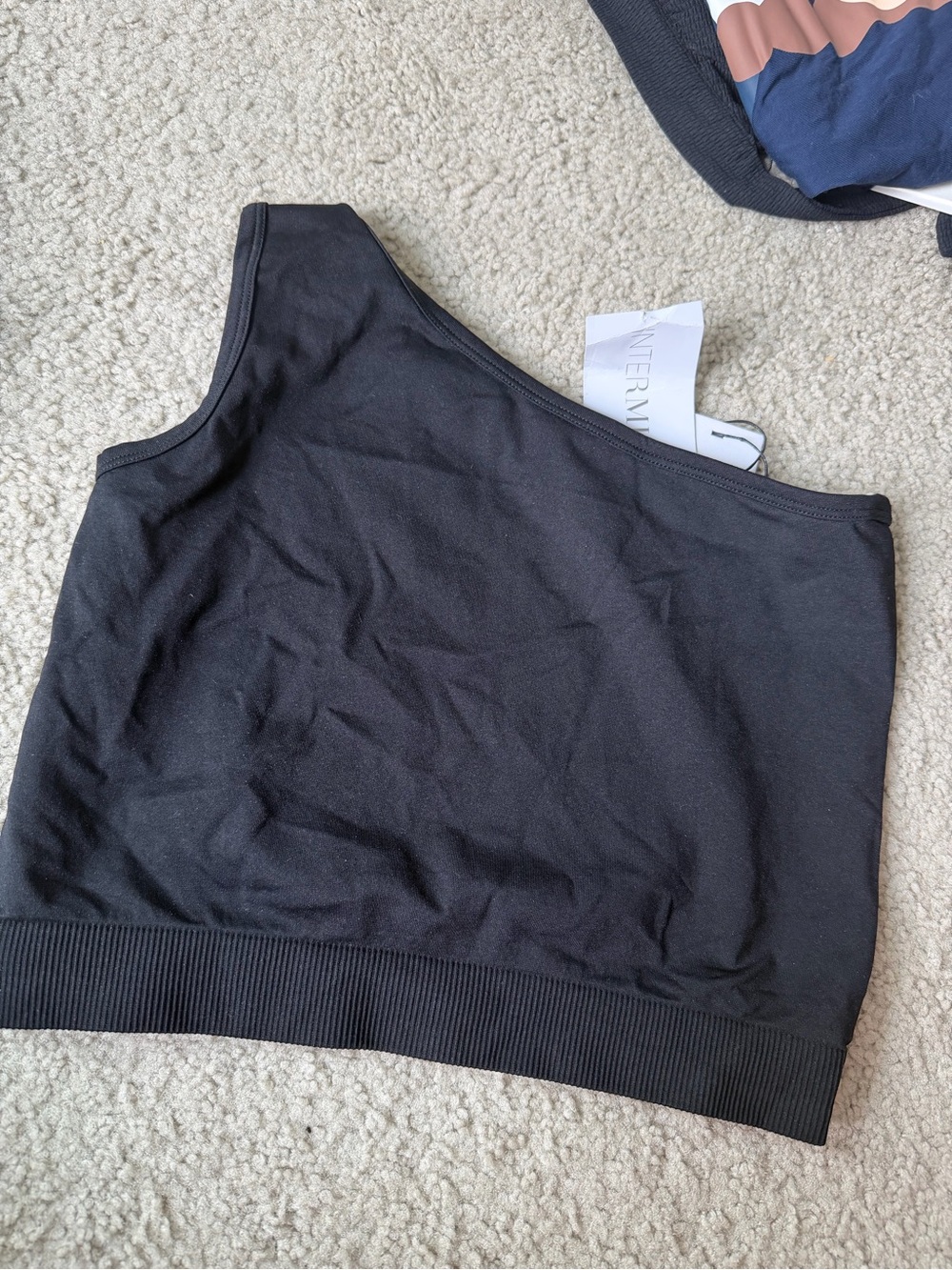 Helmut Lang Black One-Shoulder Crop Top